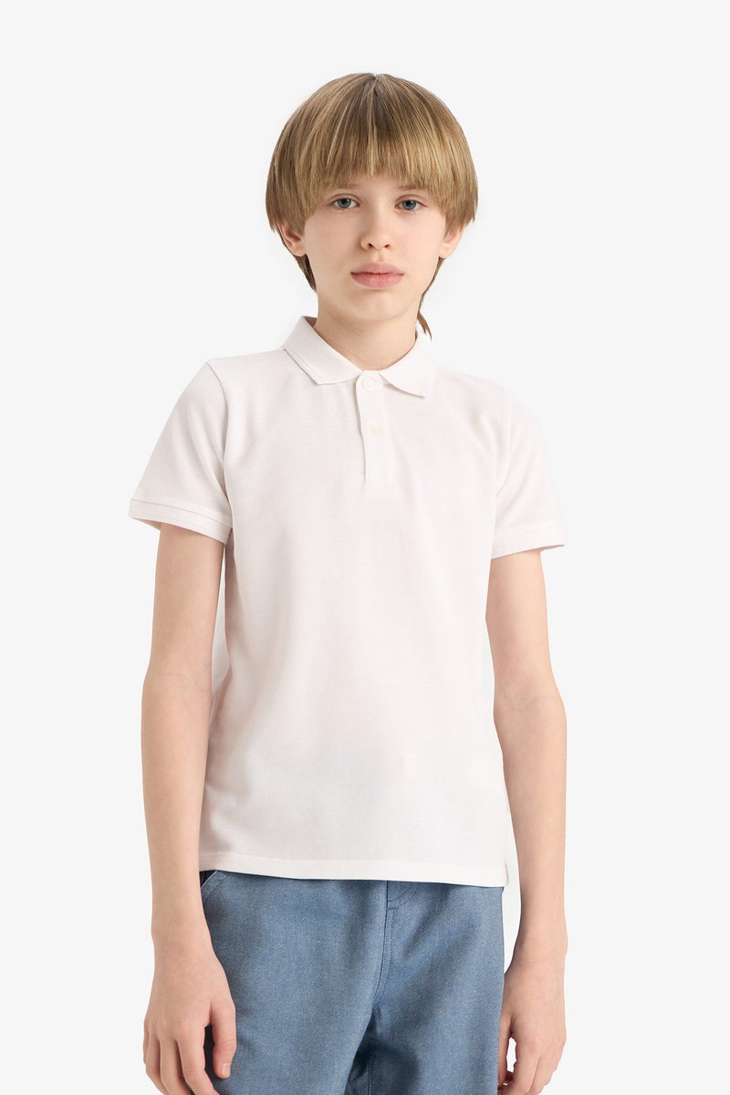 ديفاكتو تيشيرت بولو نص كم بيكيه بيزك قصة عادية - Image 3